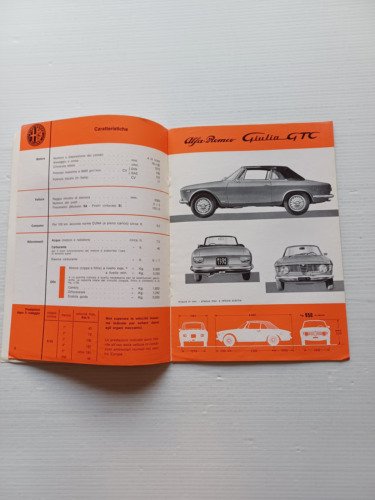 Alfa Romeo Giulia GTC 1965 ALLEGATO manuale uso originale