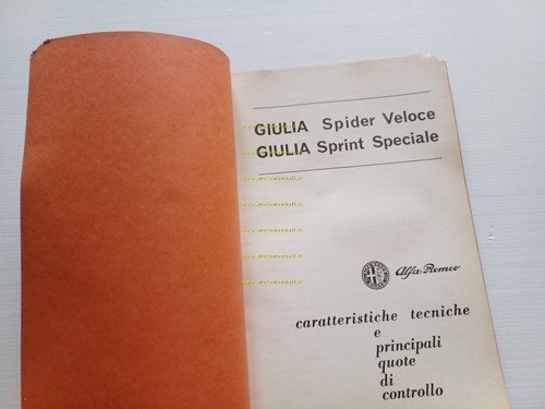 Alfa Romeo Giulia Spider Veloce - SS 1965 manuale officina …