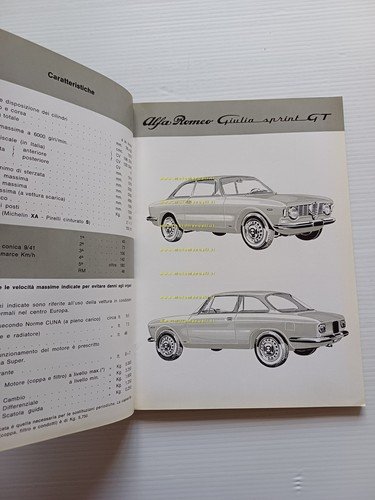 Alfa Romeo Giulia Sprint GT 1965 manuale uso manutenzione libretto …