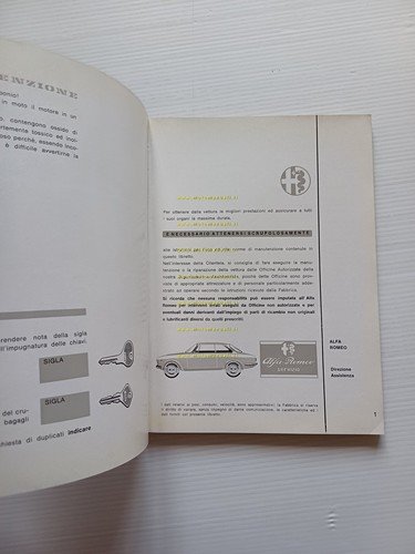 Alfa Romeo Giulia Sprint GT 1966 manuale uso manutenzione libretto …