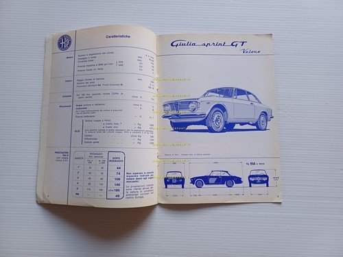Alfa Romeo Giulia Sprint GT Veloce 1967 ALLEGATO manuale uso …
