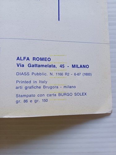 Alfa Romeo Giulia Sprint GT Veloce 1967 ALLEGATO manuale uso …