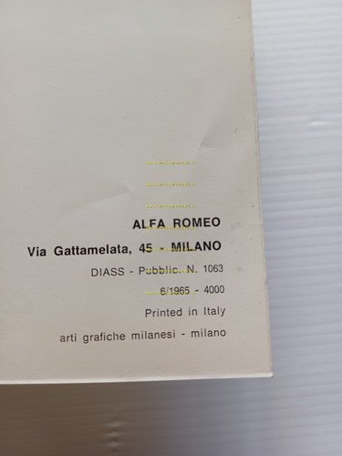 Alfa Romeo Giulia Sprint GTA 1965 manuale uso manutenzione libretto …