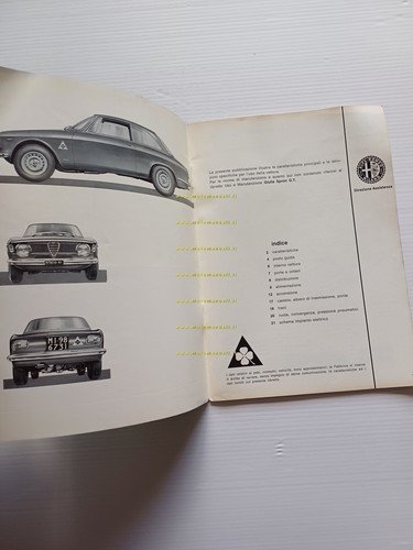 Alfa Romeo Giulia Sprint GTA 1965 manuale uso manutenzione libretto …