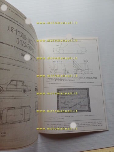 Alfa Romeo GIULIA Super 1.3 115.09 1970 agg.74 scheda omologazione …