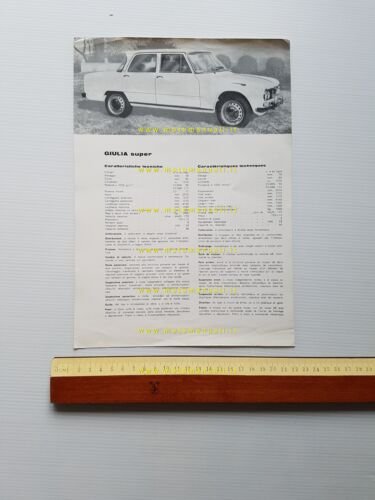 Alfa Romeo Giulia Super 1.6 1965 depliant italiano originale