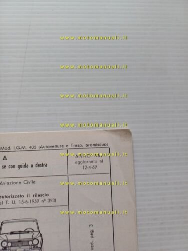 Alfa Romeo Giulia Super 105.26 1964 agg. 4.69 scheda omologazione …