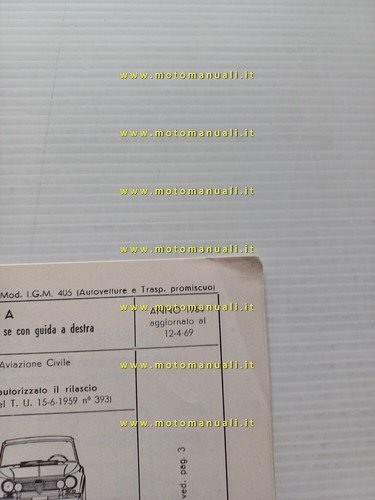 Alfa Romeo Giulia Super 105.26 1964 agg. 4.69 scheda omologazione …