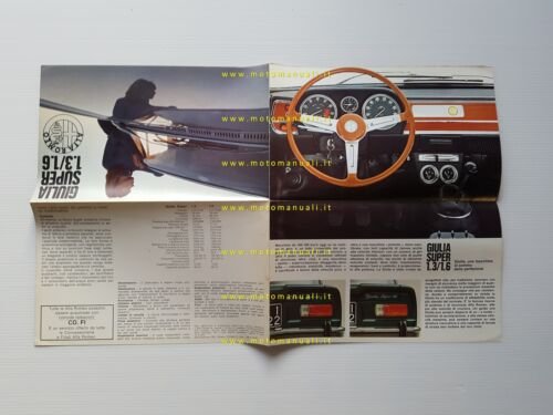 Alfa Romeo Giulia Super 1300 1600 1973 depliant originale italiano