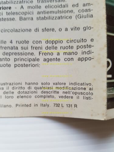 Alfa Romeo Giulia Super 1300 1600 1973 depliant originale italiano
