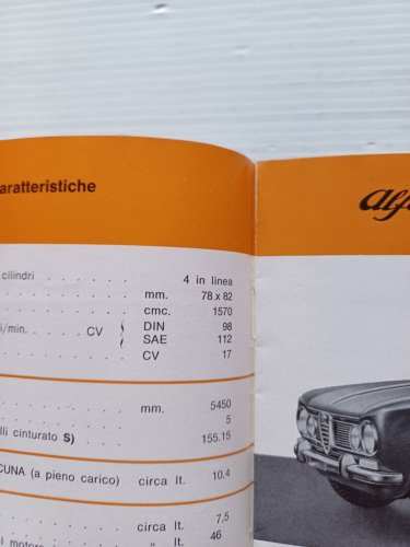 Alfa Romeo Giulia Super 1966 ALLEGATO manuale uso originale