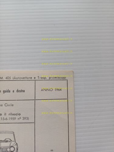 Alfa Romeo Giulia TI 1.6 1964 scheda omologazione DGM Motorizz. …