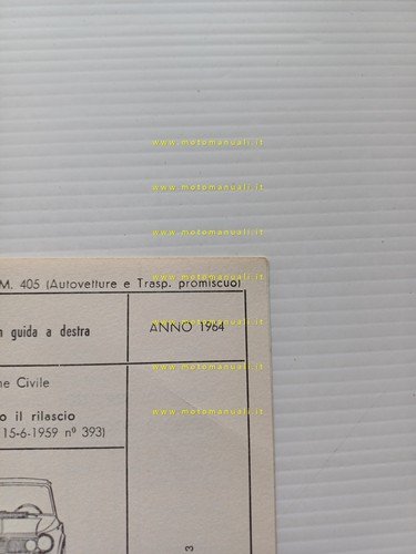 Alfa Romeo Giulia TI 1.6 1964 scheda omologazione DGM Motorizz. …