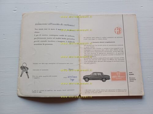 Alfa Romeo Giulia TI 1600 1963 manuale uso manutenzione libretto …