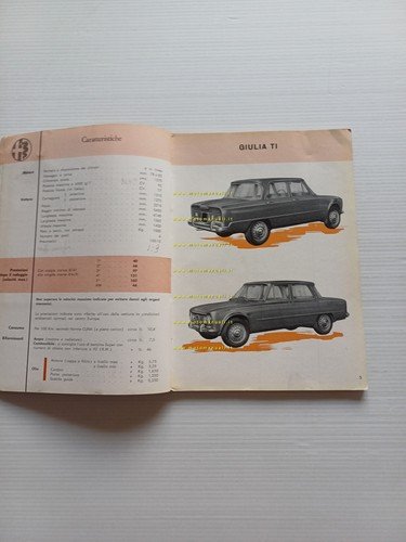 Alfa Romeo Giulia TI 1962 manuale uso manutenzione libretto originale