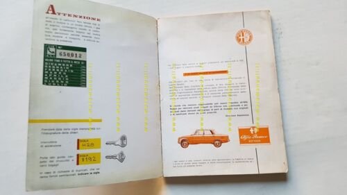 Alfa Romeo Giulia TI 1964 manuale uso manutenzione libretto originale