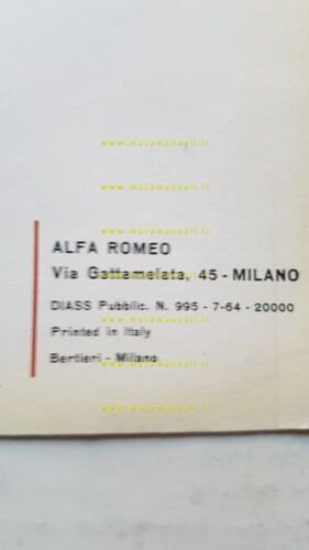 Alfa Romeo Giulia TI 1964 manuale uso manutenzione libretto originale