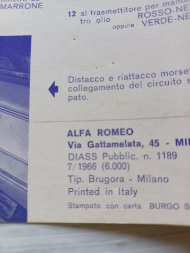 Alfa Romeo Giulia TI 1966 ALLEGATO manuale uso originale