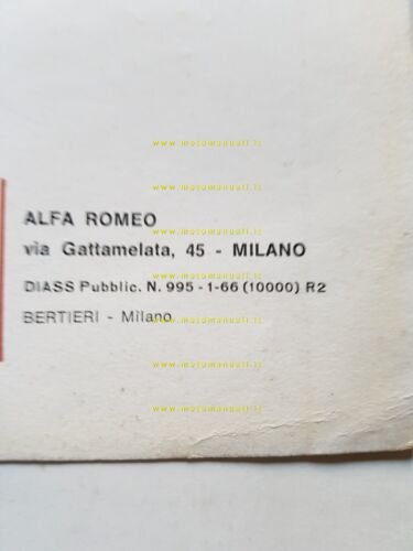 Alfa Romeo Giulia TI 1966 manuale uso manutenzione libretto istruzioni …