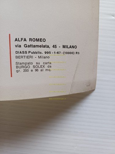 Alfa Romeo Giulia TI 1967 manuale uso manutenzione libretto originale