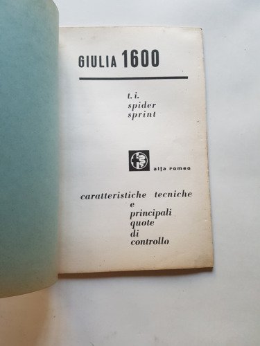 Alfa Romeo Giulia ti Spider Sprint '69 manuale officina caratteristiche …