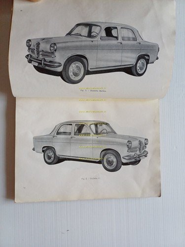 Alfa Romeo Giulietta- Sprint -Spider- SS 1959 manuale uso manutenzione …