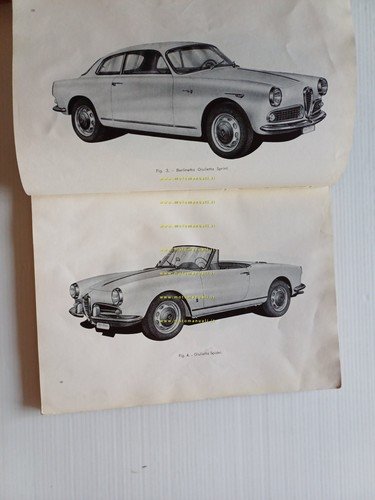 Alfa Romeo Giulietta- Sprint -Spider- SS 1959 manuale uso manutenzione …