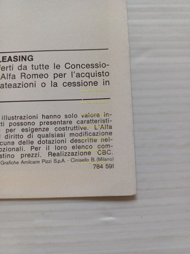 Alfa Romeo Giulietta 1.3 - 1.6 1978 depliant originale italiano