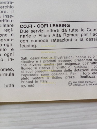Alfa Romeo Giulietta 1.3 - 1.6 1980 depliant italiano originale