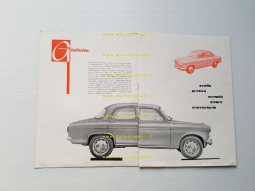 Alfa Romeo Giulietta 1300 Berlina 1955 depliant originale italiano