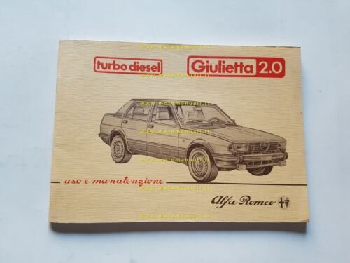Alfa Romeo Giulietta 2.0 Turbodiesel 1983 manuale uso manutenzione originale