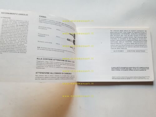 Alfa Romeo Giulietta 2.0 Turbodiesel 1983 manuale uso manutenzione originale