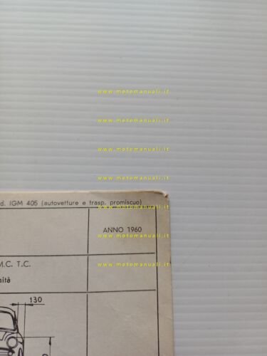 Alfa Romeo Giulietta Berlina 1960 scheda omologazione DGM Motorizzaz. Facsimile