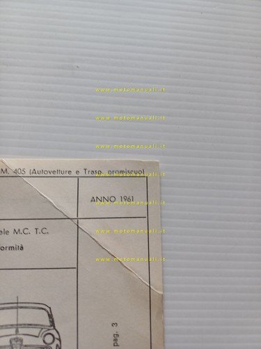 Alfa Romeo Giulietta Berlina 1961 scheda omologazione DGM Motorizzaz. Facsimile