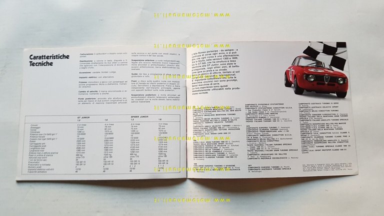 Alfa Romeo GT - Spider Junior 1972 depliant originale italiano