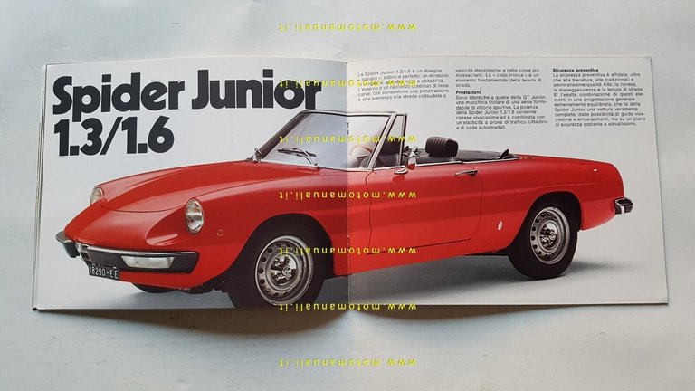 Alfa Romeo GT - Spider Junior 1972 depliant originale italiano