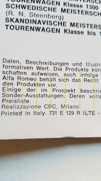 Alfa Romeo GT - Spider Junior 1973 depliant originale TEDESCO …