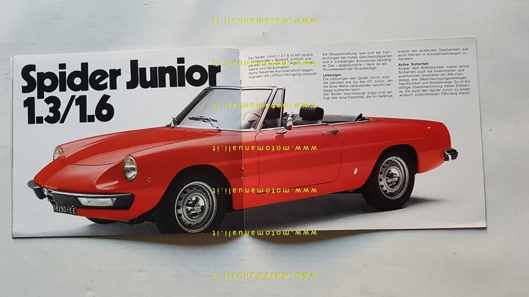 Alfa Romeo GT - Spider Junior 1973 depliant originale TEDESCO …