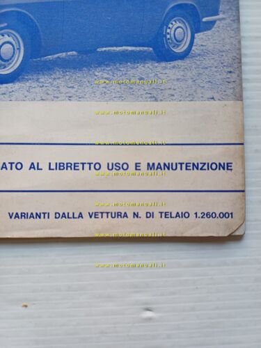 Alfa Romeo GT 1300 Junior 1972 AGGIORNAMENTO originale manuale uso