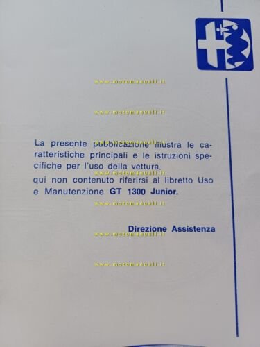 Alfa Romeo GT 1300 Junior 1972 AGGIORNAMENTO originale manuale uso