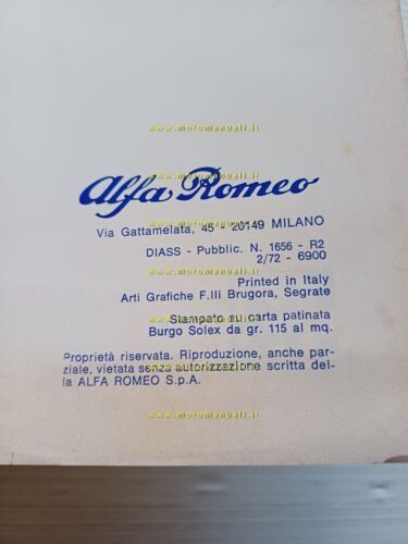 Alfa Romeo GT 1300 Junior 1972 AGGIORNAMENTO originale manuale uso