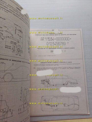 Alfa Romeo GT 1600 Junior 115.34 1974 scheda omologazione DGM …