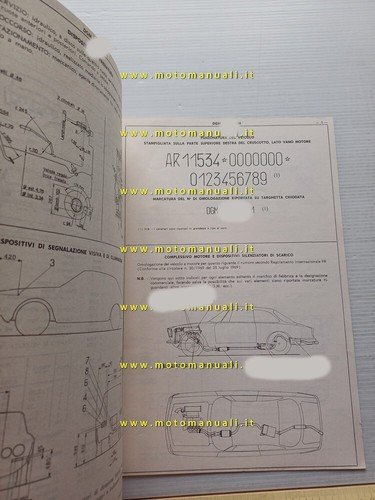 Alfa Romeo GT 1600 Junior 115.34 1974 scheda omologazione DGM …