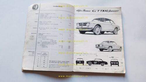 Alfa Romeo GT Junior 1300 1966 manuale uso manutenzione libretto …