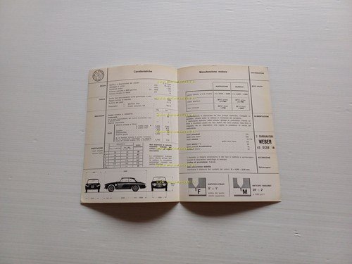 Alfa Romeo GTA 1300 Junior 1968 ALLEGATO originale al manuale …