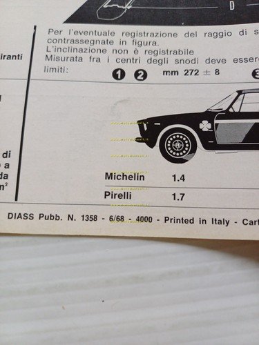 Alfa Romeo GTA 1300 Junior 1968 ALLEGATO originale al manuale …