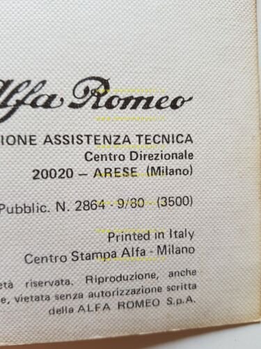 Alfa Romeo GTV 6 2.5 1980 manuale officina caratteristiche prescrizioni …