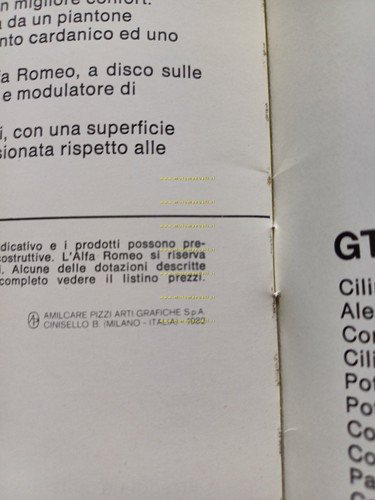 Alfa Romeo GTV 6 2.5 1982 depliant originale italiano