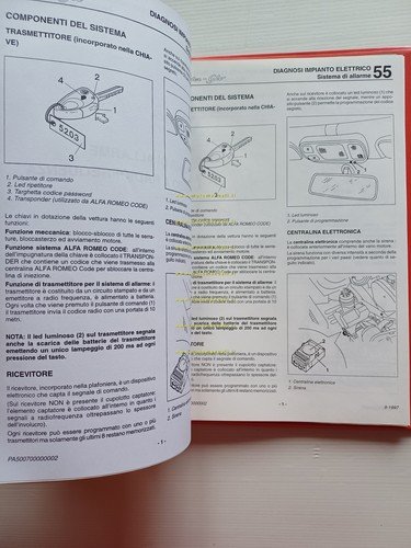 Alfa Romeo GTV-Spider-145-146-155-164 1996-98 manuale officina Sistemi Allarme