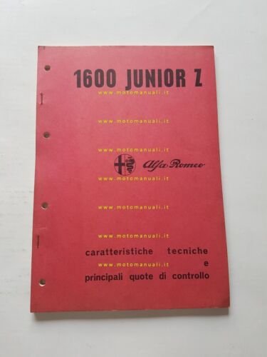 Alfa Romeo Junior Z 1.6 1972 manuale officina caratteristiche tecniche …